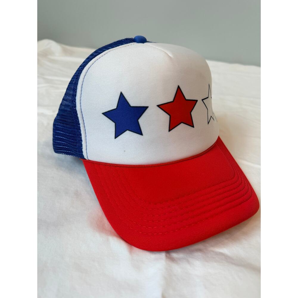 Patriotic Red White Blue Stars Foam Mesh Trucker Hat 4th of July Snapback